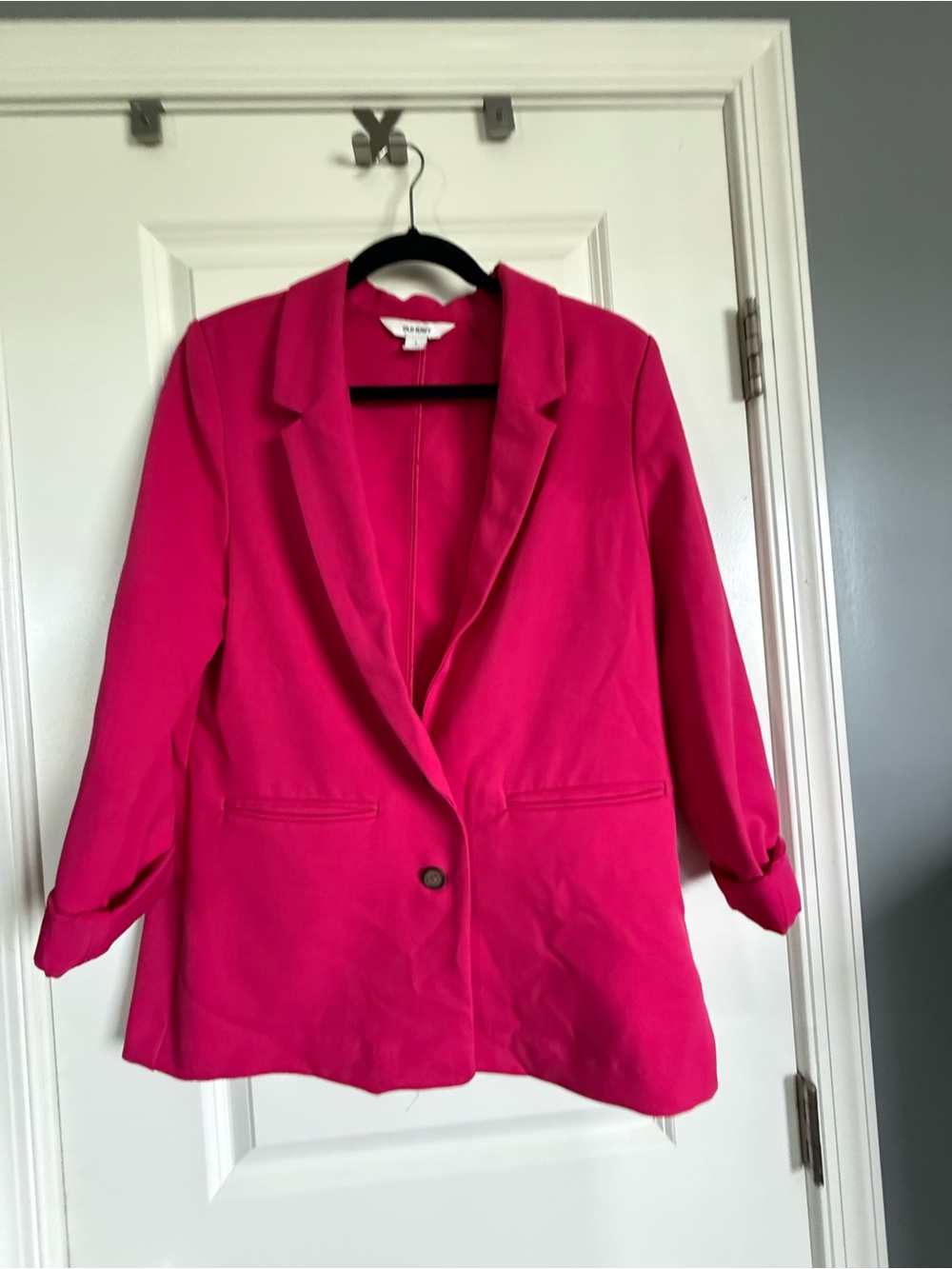 Oversized Old Navy Pink Single-Button Blazer Jacket stretch